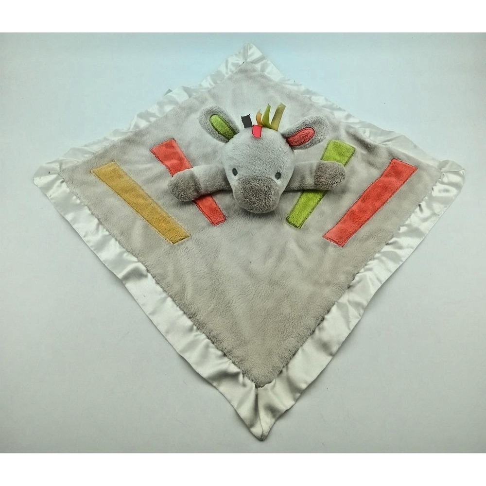 Douglas Baby Zebra Lovey Security Blanket Cream Stripes Satin‎ Edge Ribbons